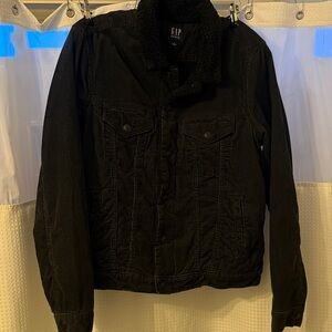 GAP Black Corduroy Jacket with Fleece Collar